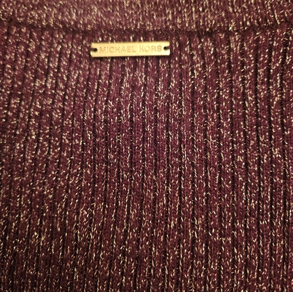 Michael Kors Burgandy Sparkle Front Tie Sweater - Picture 7 of 7